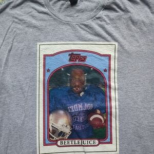 Beetlejuice Football Card Parody Tee | Gildan Softstyle Gray T-Shirt Size L